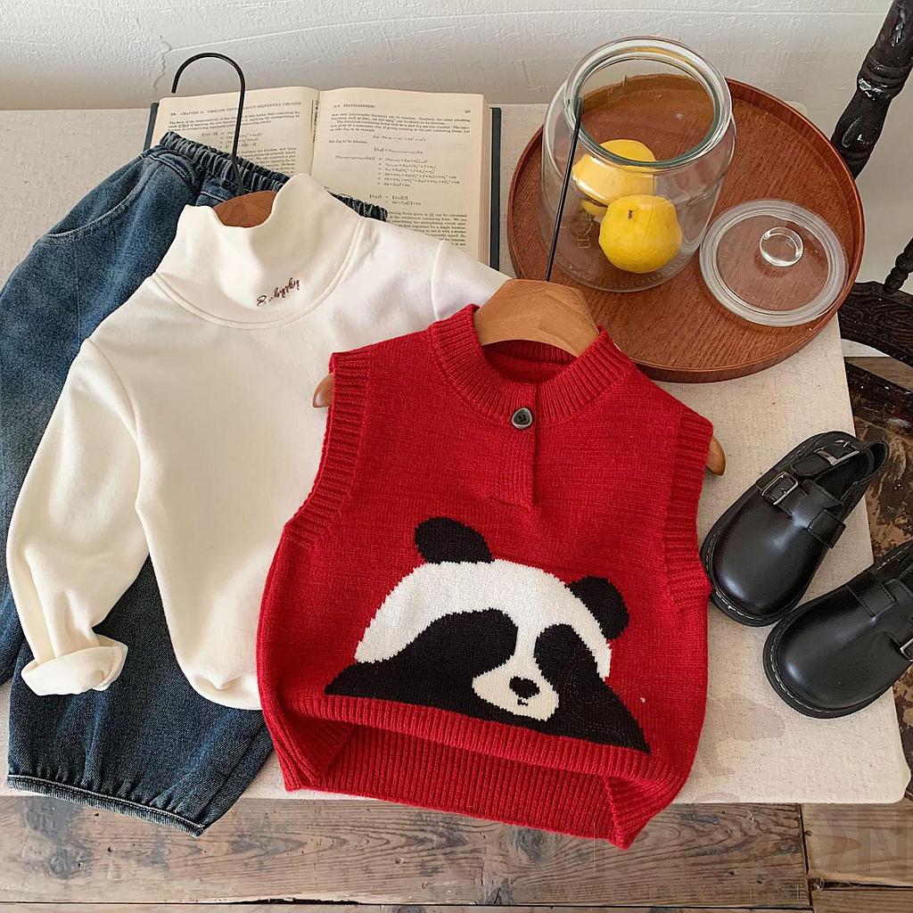 Knitted Vest, Red, L33*W33cm