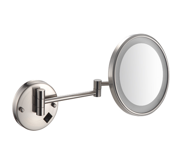 Led Foldable Cosmetic Mirror-Concealed Installation /  Single-Sided Mirror - Brushed Surface - 8 inch (20cm) Single - Copper+ SUS304