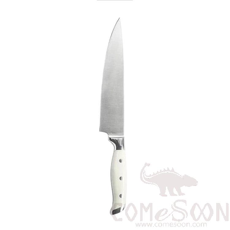 Cook's Knife-White, German 5cr15 Ss+ Pom, Blade 6"