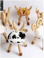 Solid Wood Animal Stool