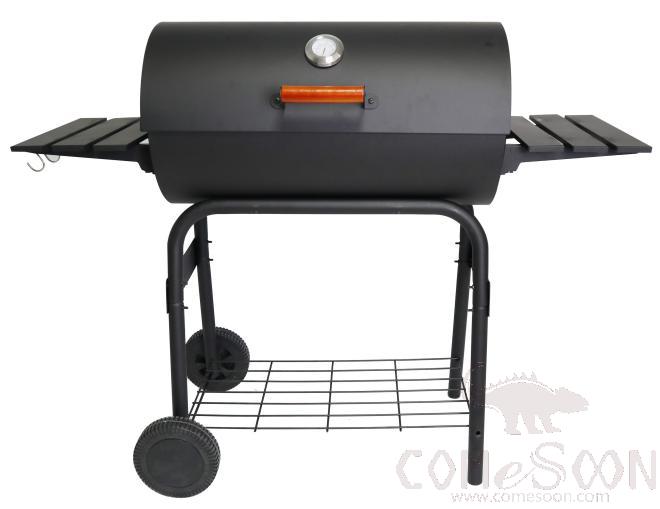 Oil Drum Charcoal Bbq Grill with  Double Side Table L127.5*W52*H100cm