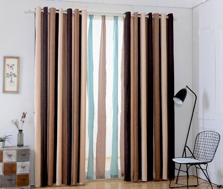 Chenille Vertical Stripes Yarn-Dyed Curtain Fabric