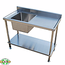 Ss Sink with Under Shelf and 2 Side Splashback, 1200*750*850+ 100mm