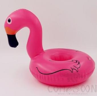 Inflatable Floating Beverage Cup Holder, Flamingo Rose