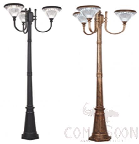 3w*3 Tri-Color Stripe H2300 Solar Medium Round Triple Garden Lamps, L24.5*W75*H230 cm