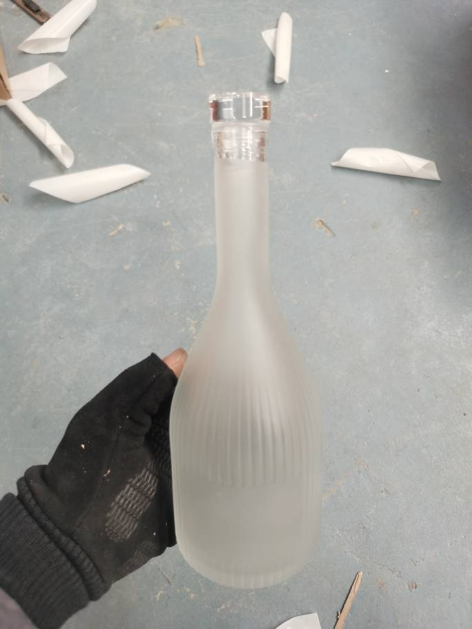 Glass Wine Bottle, with Glass Cover, 500ML, Matt