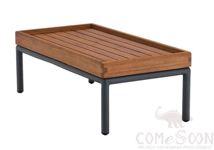 Outdoor Solid Wood Coffee Table-70*35cm, Metal Frame+ Solid Wood, 70*35*35cm product image
