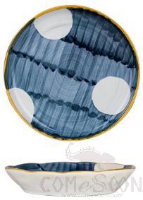 Japanese 6.9"  Outer Convex Shaped Deep Plate-White Leaf Pattern product image