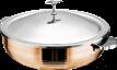 European Slant Body 3-Ply Steel Diamond Rose Gold Warming Vegetable Pot (Stainless Steel Lid)+ Ceramic Liner, 201/430 Ss+ Aluminum+ 304 Ss, Φ320×h90mm