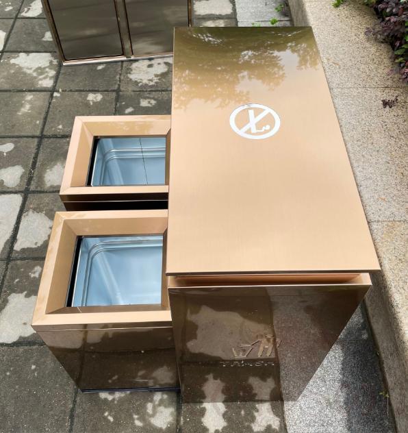 Non-Smoking Double Trash Can, 201, Rose Gold, 580*290*720mm, Dustbins