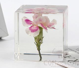 Resin Handicraft, 5*5*5cm, Carnation Flower