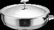 European Slant Body 3-Ply Steel Hammer Seal Warming Vegetable Pot (Stainless Steel Lid)+ Stainless Steel Liner, 201/430 Ss+ Aluminum+ 304 Ss, Φ320×h90mm