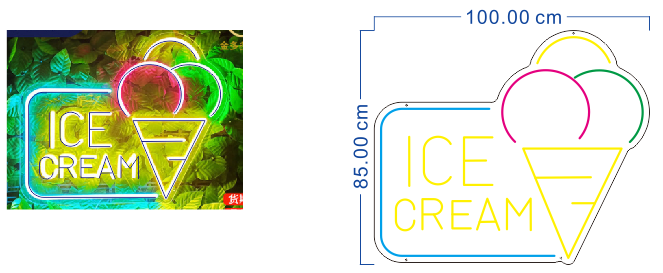 Led Ice Cream Advertising Light, W100*H85cm