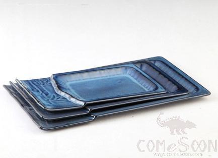 Blue Glaze 12" Jade Bamboo Western Plate