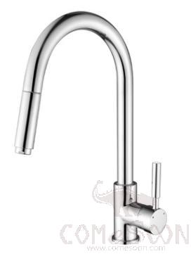 Pull up bathroom faucet-brass