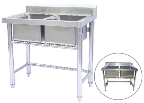 Double Sink Worktable 1100*600*800+ 150mm