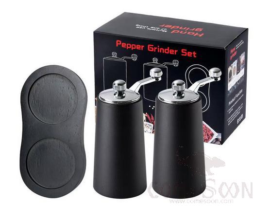 5-inch Solid Wood Pepper Grinder Two-Piece Set L15 * W7.5 * H12cm