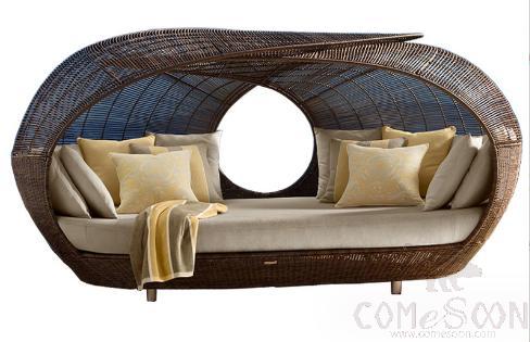 Rattan Bed, Aluminum Alloy, 220*180*200cm