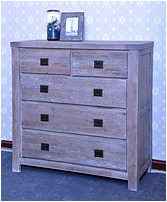 Yongyi Antique Brushed Solid Wood Oak Brush04 Wide Chest of Drawers