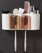 Wall-Mounted Two-Tier Toothbrush Holder, PP, 10.5*27.5*11cm