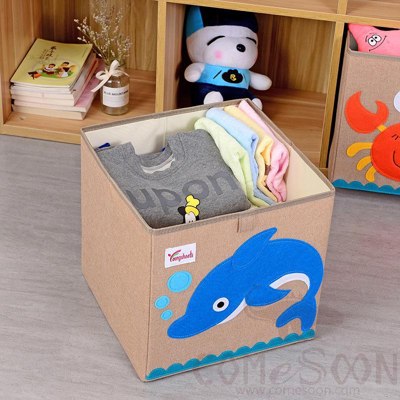 Linen Storage Basket-33*33*33cm, Waterproof Coating Canvas Linen+ Mdf Insert