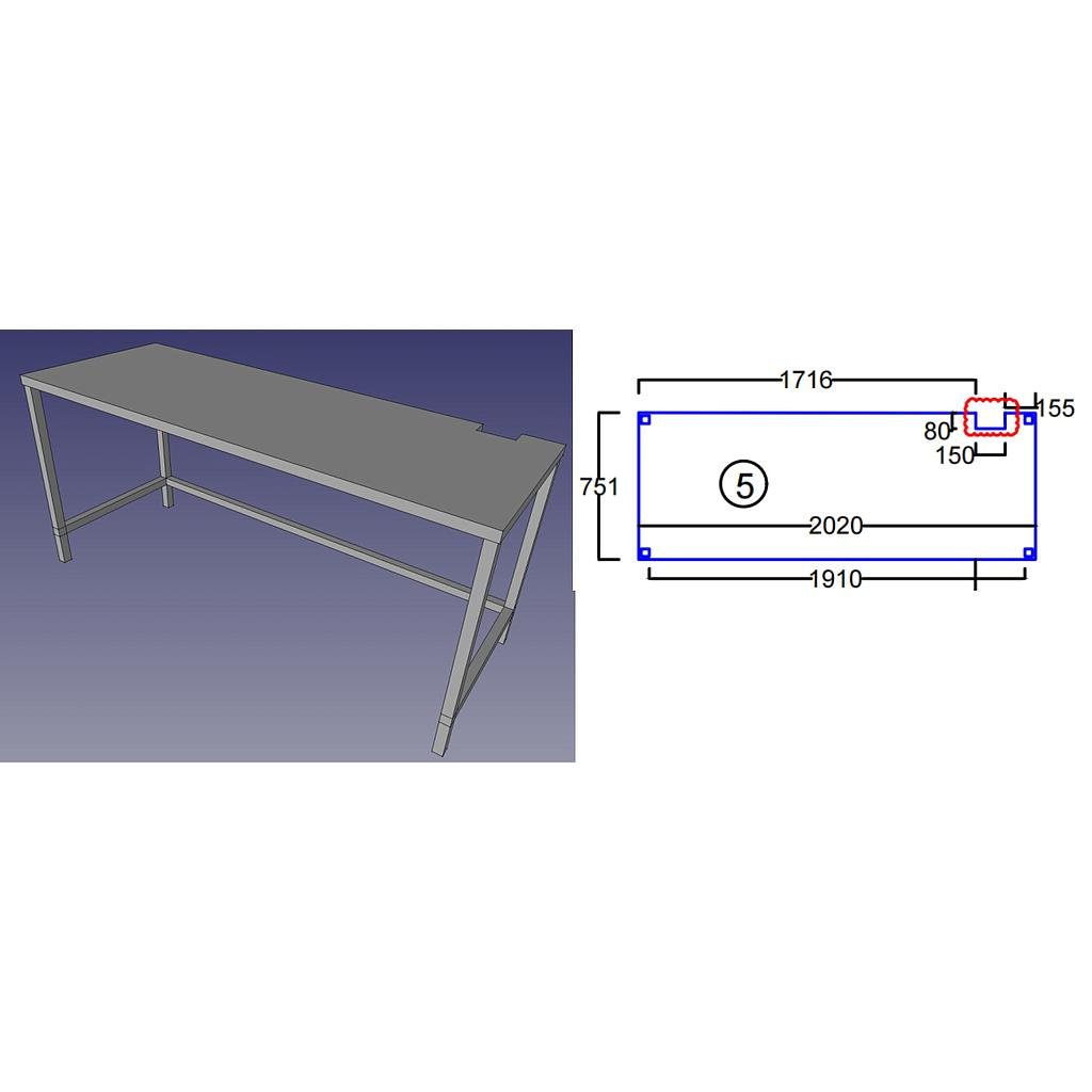 Bar-5:ss Counter Table, L202*W75*H92cm