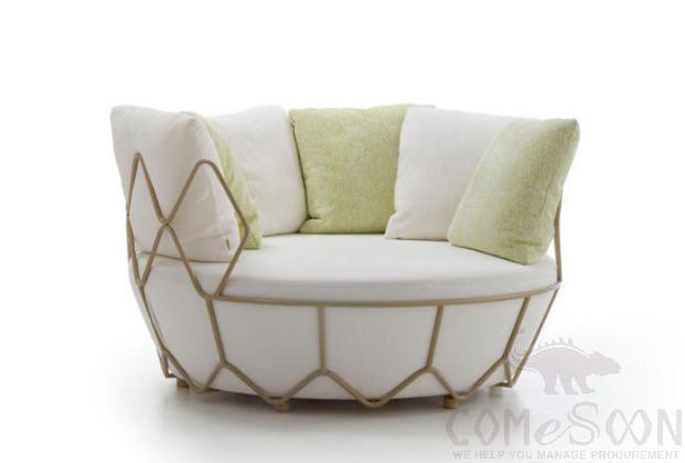 Outdoor Sofa Swing-Φ93cm, High-Density Sponge, Φ93*87cm