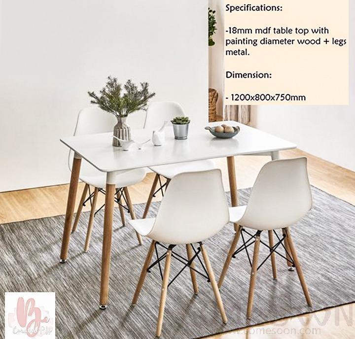 Dining Table, Wood & Mdf, 120(L) * 80(W) * 75(H)cm