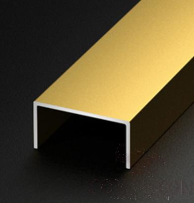 Aluminum U-Shaped Decorative Strip, W50mm*H10mm*L3m, Alluvial Gold