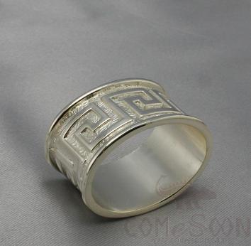 Napkin Ring, Silver Egg-Shaped Zigzag, Zinc Alloy