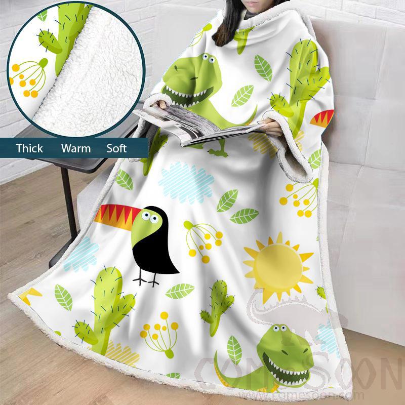 Cartoon Blanket with Sleeves, Crystal Velvet, 127*178 cm