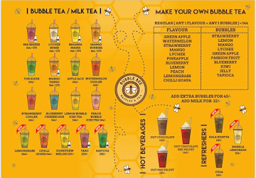 Bubble Bee Waffles & Tea menu 