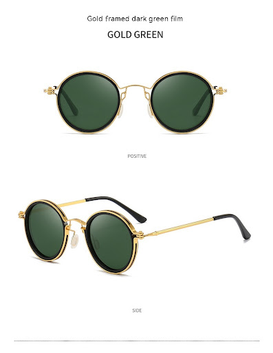 Title 5, Retro Style Round Frame Metal Sunglasses Stylis...