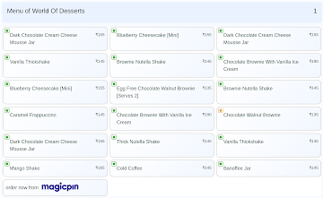 World Of Desserts menu 