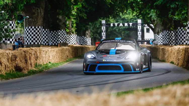 The 718 GT4 ePerformance took second overall at the 2022 Goodwood Fetsival of Speed. Picture: SUPPLIED