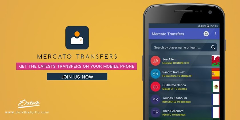 Mercato Transfers Screen 1