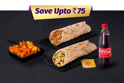 2 Signature Veg Wraps With Side & Beverage Combo Meal