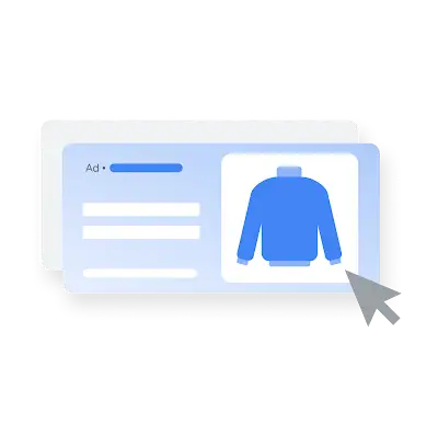 Un cursor hace clic en un anuncio de Google de un jersey.