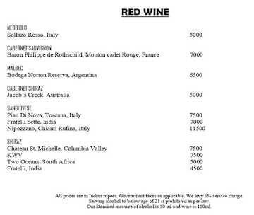 Mosaic - Crowne Plaza Greater menu 