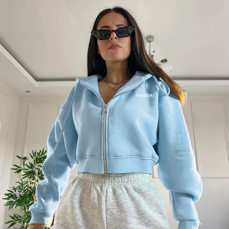 Abrigo con capucha de manga larga con estampado de letras para mujer