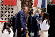Egyptian Foreign Minister Sameh Shoukry departs the Kedma Hotel, the location of 
