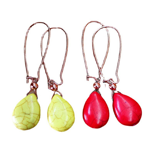 Title 2, Bohemian drop-shaped yellow turquoise simple ea...