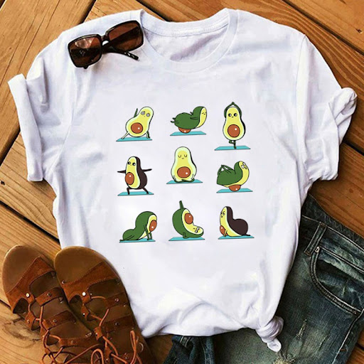 Title 17, Avocado Print T-Shirt WomenS Short-Sleeved Wis...