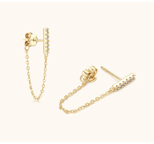 Title 6, Diamond Stud Earrings 925 Sterling Silver Class...