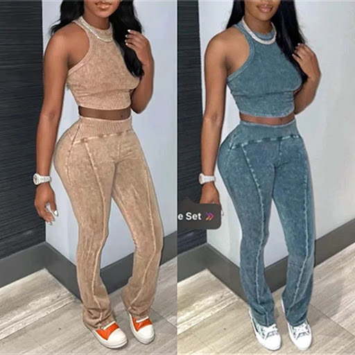 Title 2, Spliced Printed Distressed Two-piece Vest and P...