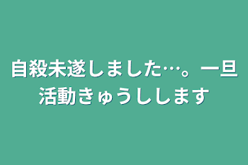 自殺未遂しました…。一旦活動休止します