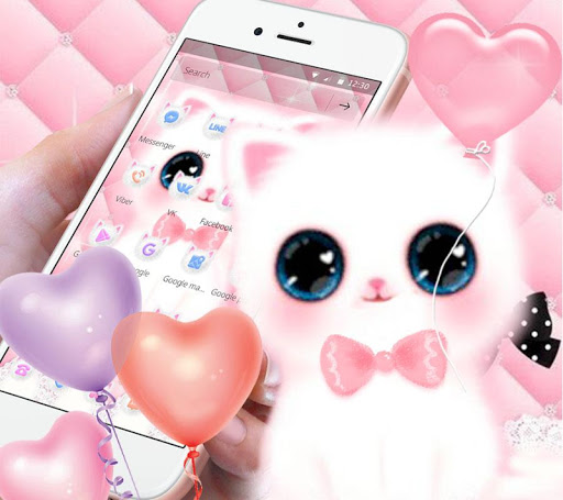 Cute Pink Water Eyes Kitty Theme