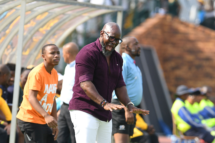 Moroka Swallows coach Steve Komphela during the DStv Premiership match against Kaizer Chiefs at Dobsonville Stadium on November 26, 2023.