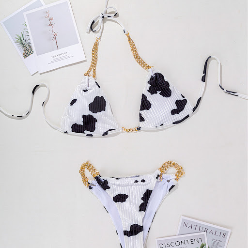 Title 8, Sexy Chain Bikini, Backless Split Swimsuit, Cow...