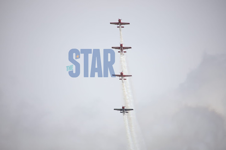 Mark Hensman MX2 team from South Africa perform aerobatics during the Museum Air Show Festival on May 28, 2022.